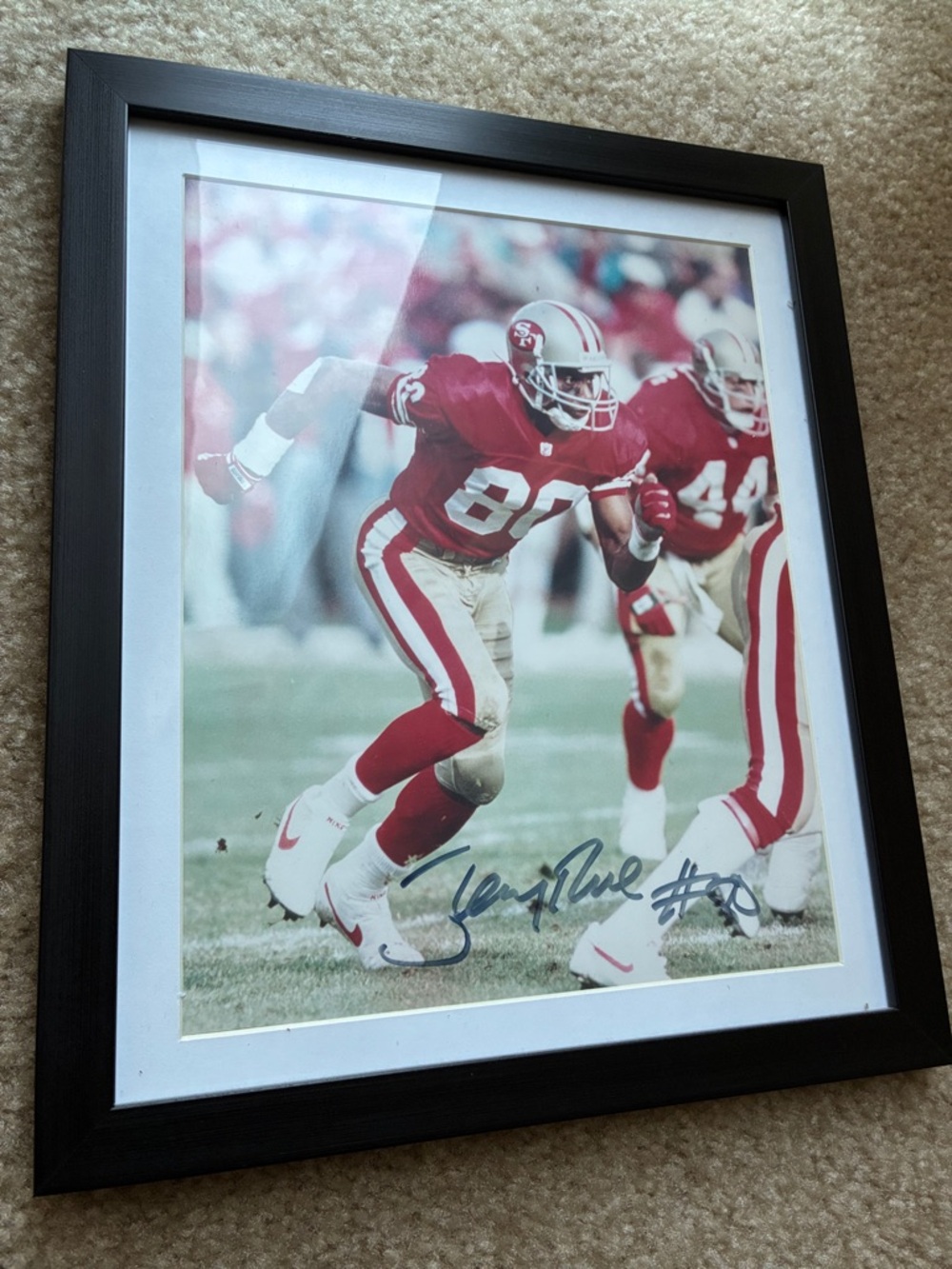 Jerry Rice Framed Autographed Football Photo - SF 49ers